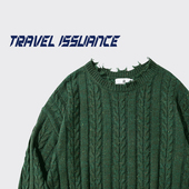 TRAVEL 破边麻花针织潮牌慵懒风宽松毛衣 烟火 ISSUANCE 丛林里