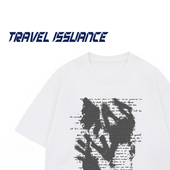 TRAVEL T恤BF 痞帅潮休闲宽松字母印花圆领短袖 ISSUANCE 留下手印