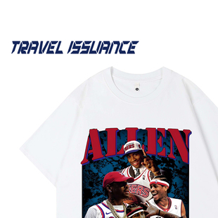 TRAVEL ISSUANCE 眼里有光 复古水洗人物字母印花短袖T恤宽松百搭