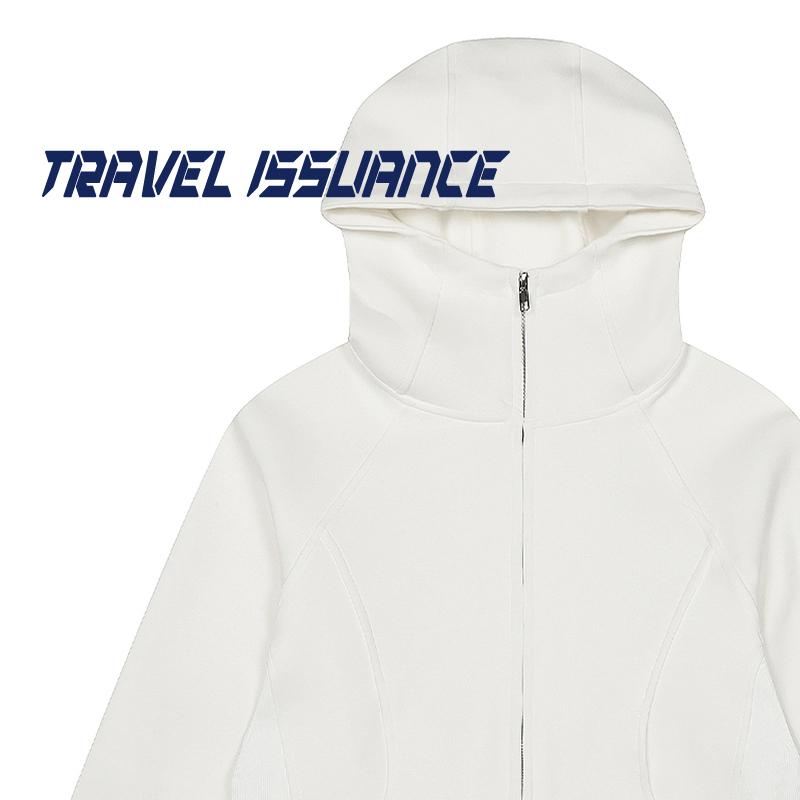 修身短款连帽拼接运动连帽卫衣女