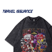 TRAVEL T恤BF 欧美人物印花水洗做旧宽松短袖 ISSUANCE 每一次突破