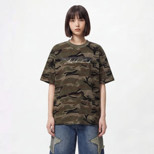 TRAVEL ISSUANCE 不需要认同 复古迷彩设计感宽松圆领百搭短袖T恤