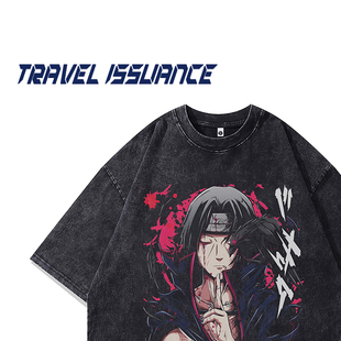 TRAVEL ISSUANCE 午后打盹 欧美休闲卡通动漫印花宽松圆领短袖T恤