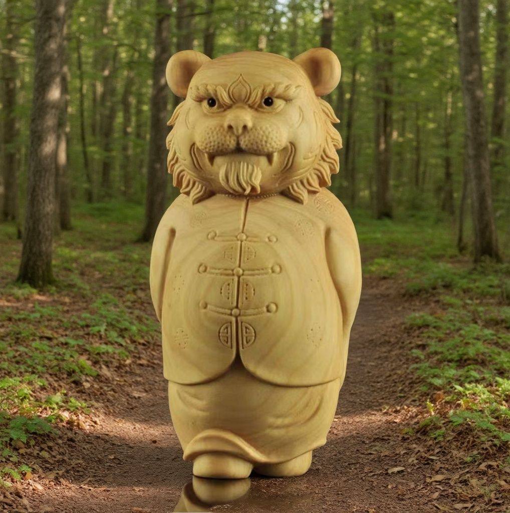 定制花椒木降龙木老虎十二生肖立体雕刻财主地主手把件摆件正品