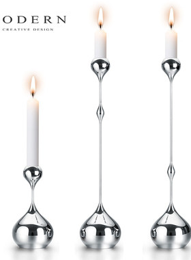摩登MODERN轻奢不锈钢手工抛光水滴烛台摆件高端家居餐桌装饰礼品
