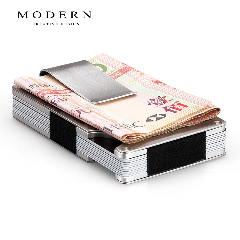 不锈钢卡夹钱包创意时尚潮男士金属钱夹航空铝制钱夹MODERN德国