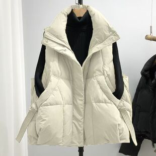 保暖大码羽绒棉服马甲女款外穿洋气秋冬新款坎肩无袖妈妈宽松外套