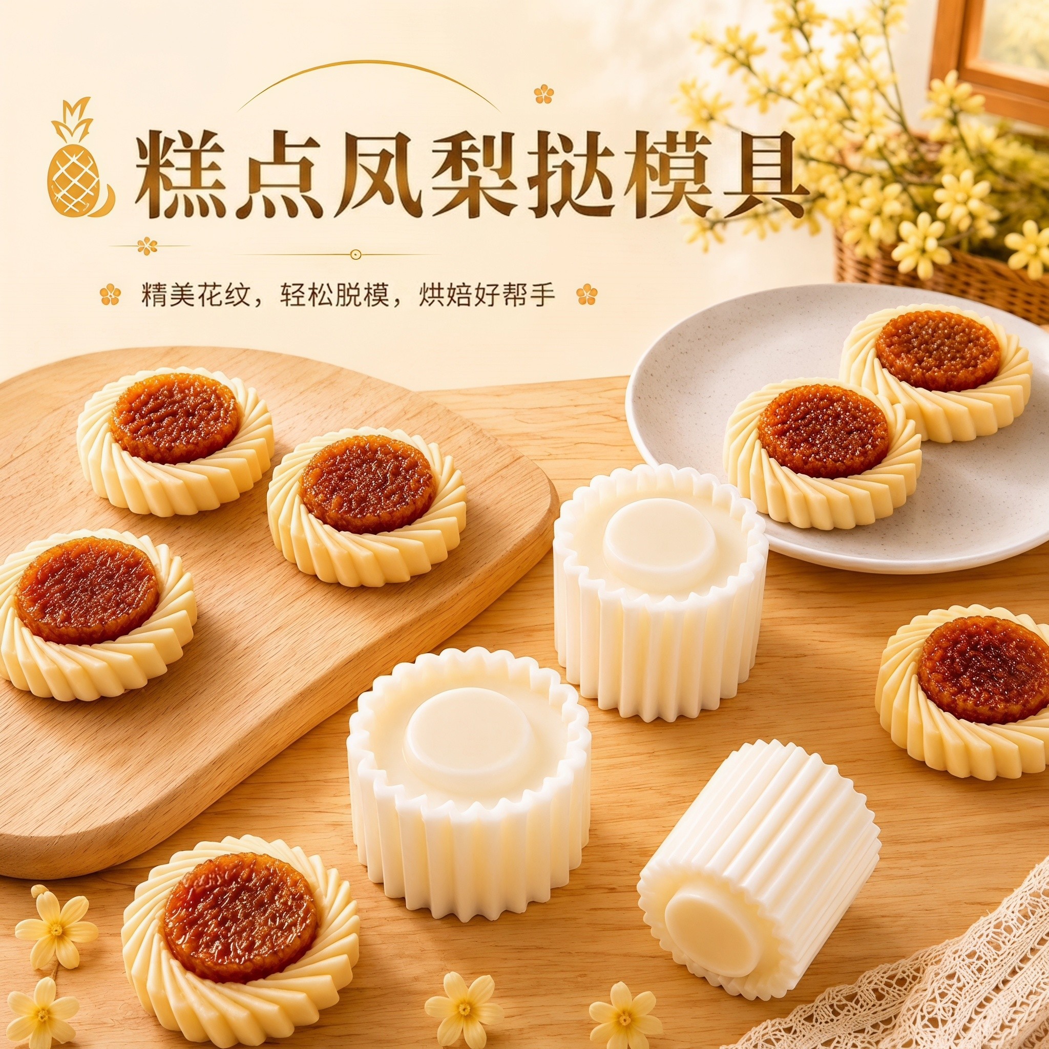 黄梨饼模具凤梨塔饼干模具做果酱饼家用烘焙工具分体式一模2用