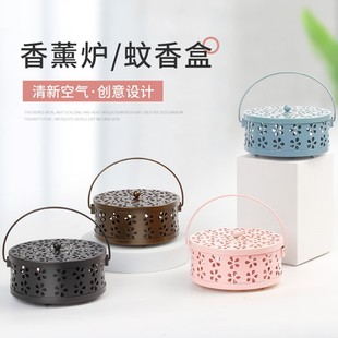 蚊香盘托家用蚊香架托盘铁艺防火防烫带盖室内创意香炉放蚊香盒子