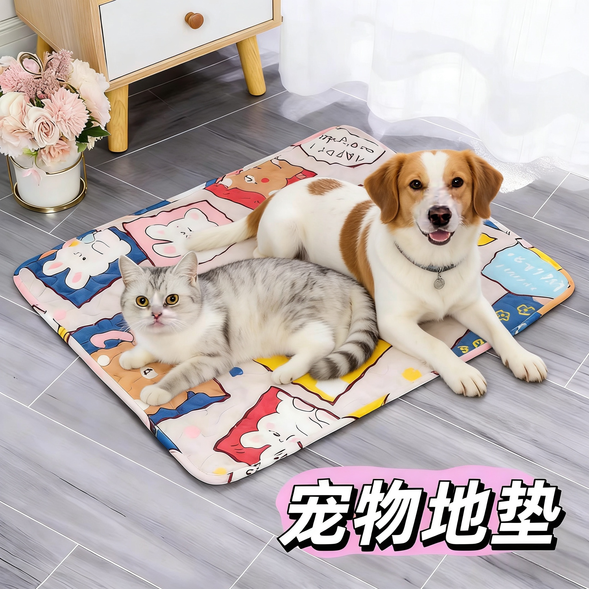 四季宠物地垫狗狗垫子睡觉用猫咪睡垫夏天凉席狗窝笼子垫板用品