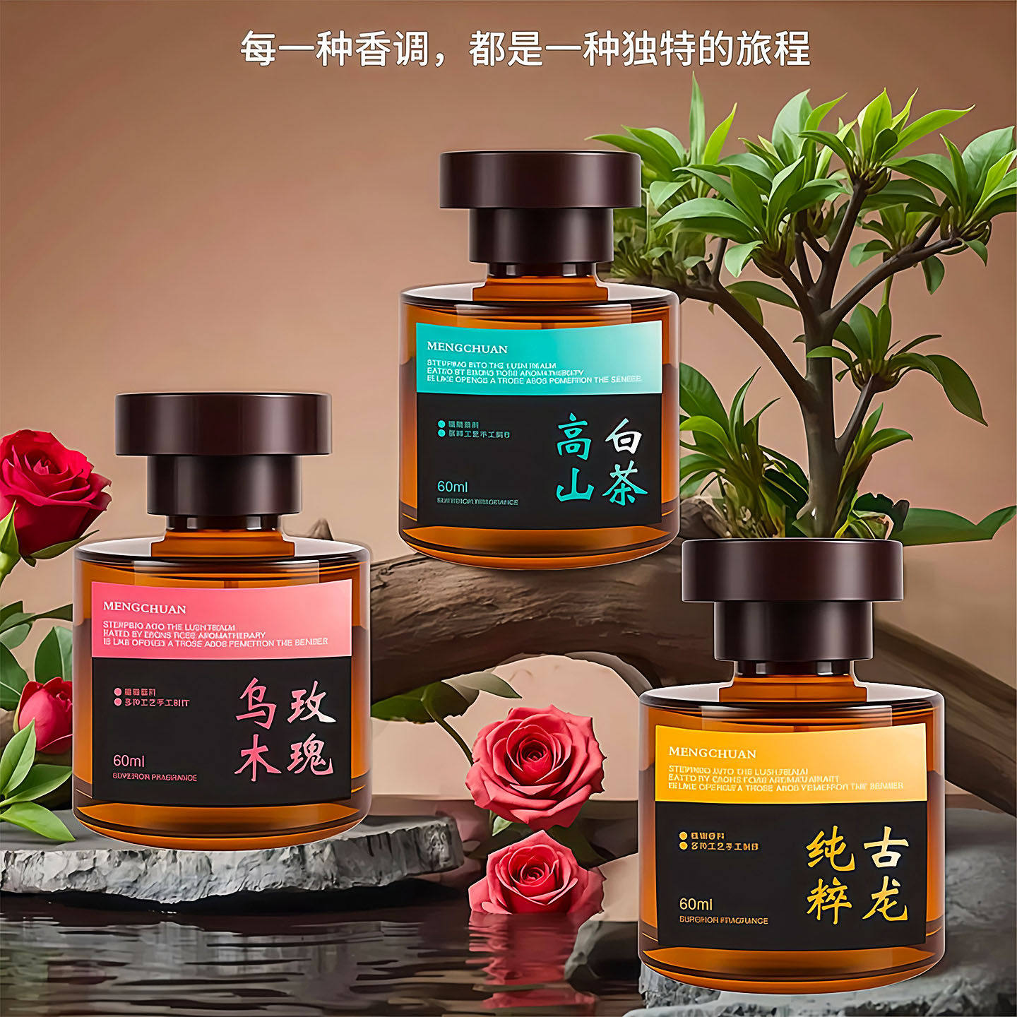 观山香水车载香薰轻奢质感持久淡香装饰家居两用清新除味净化摆件