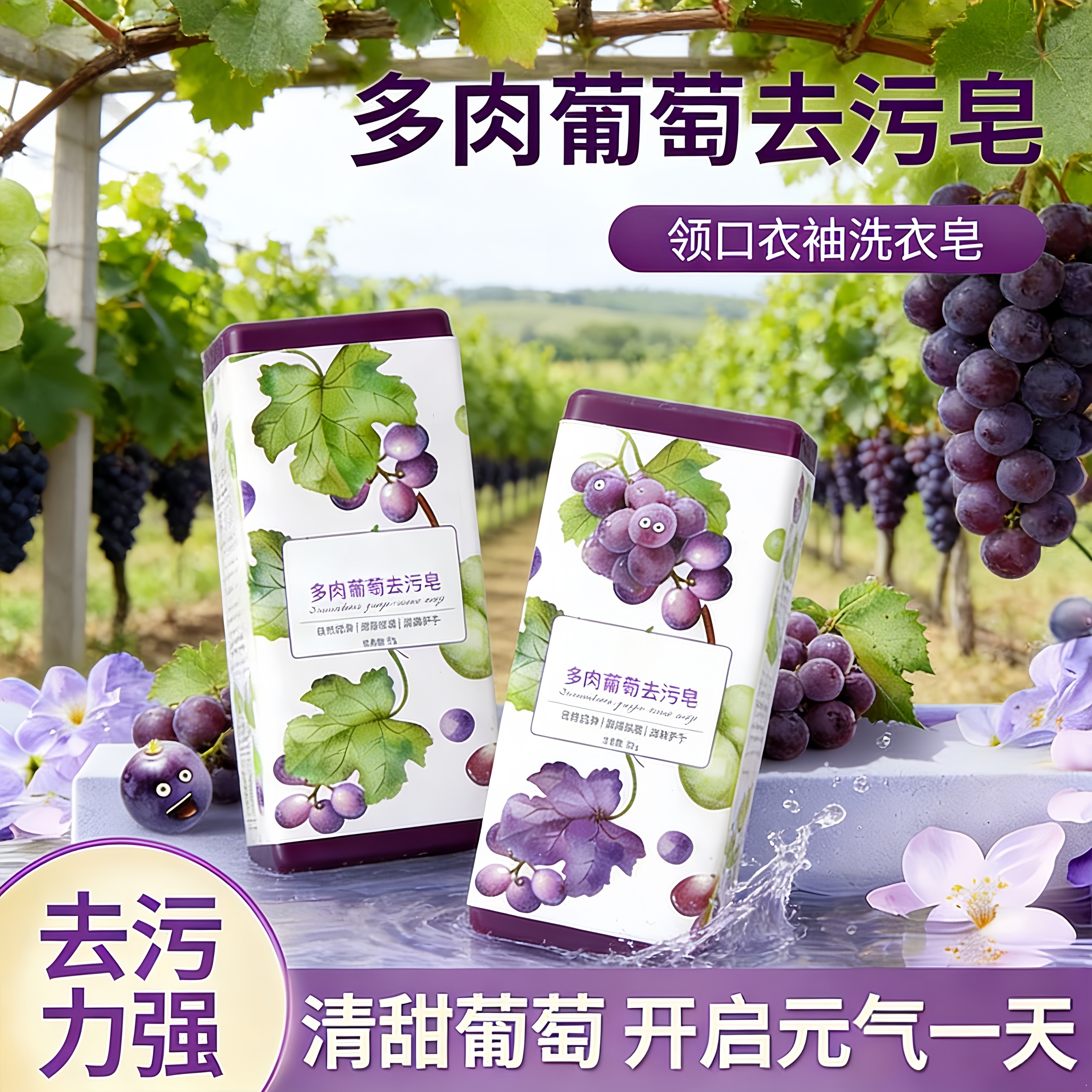 多肉葡萄洗衣皂旅行便携领口衣袖肥皂洗手香皂无磷去污皂洗化妆刷