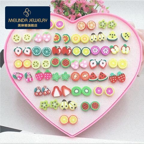韩版迷你小耳钉水果蛋糕软陶塑料耳针可爱儿童女生耳饰包邮