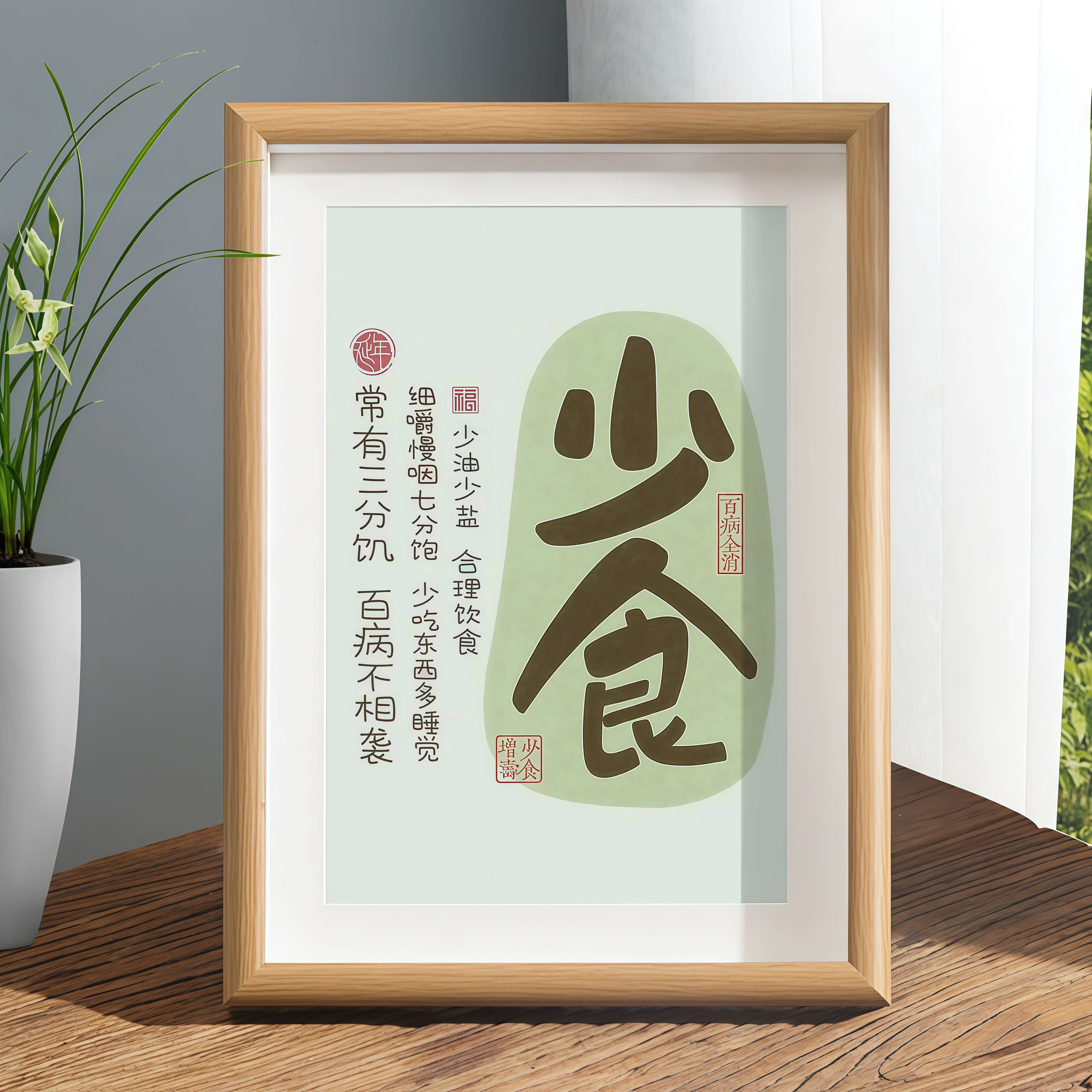 少食减肥少言自律励志摆件桌面提示牌相框卧室摆件桌面摆台送闺蜜