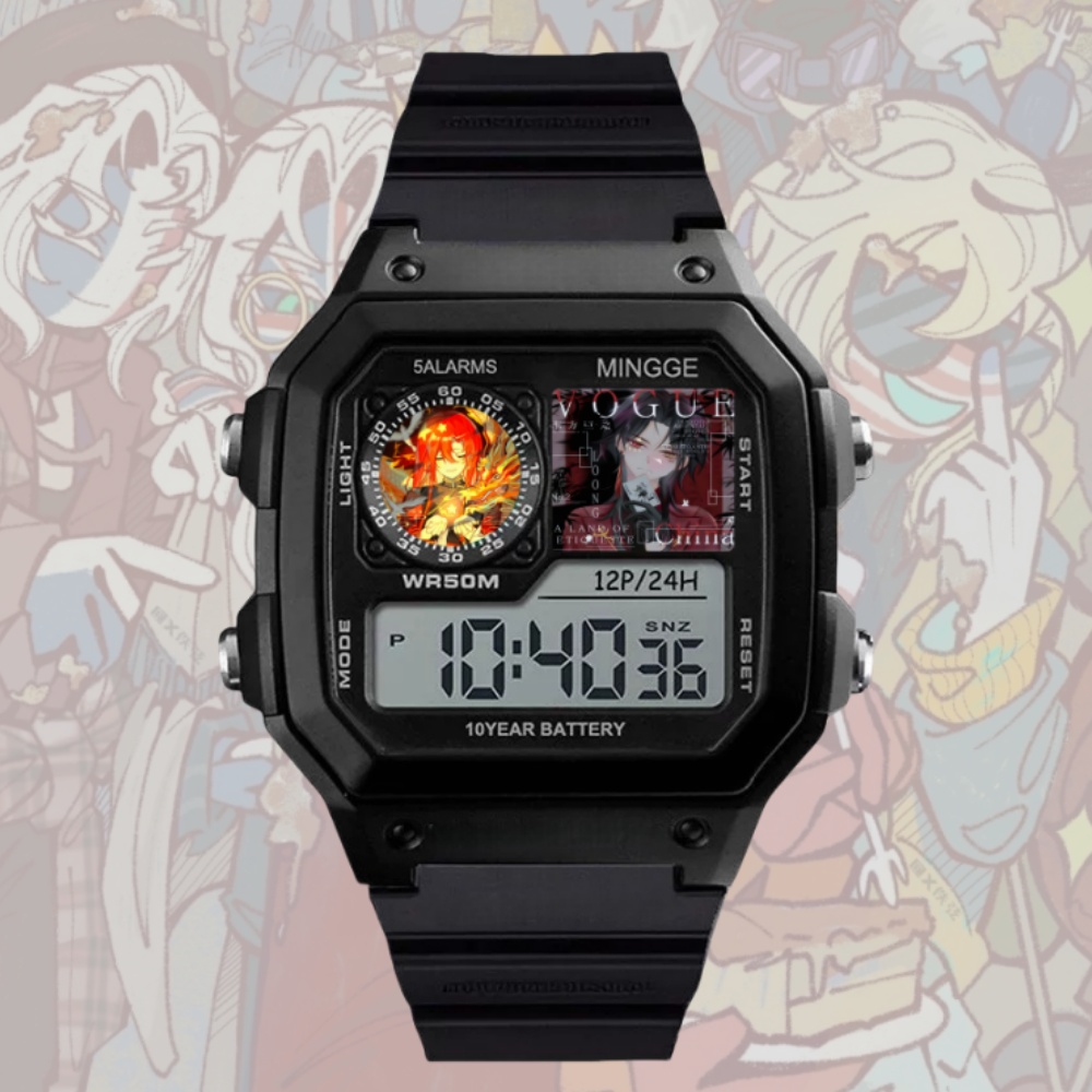 ch国家拟人周边俄瓷美英法五常手表防水小方块电子腕表生日礼物