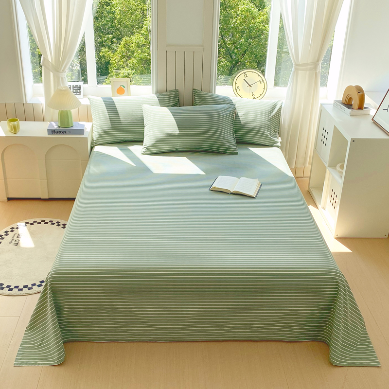 条纹加厚磨毛纯棉单床单件100全棉秋冬宿舍被单人纯色床上用品