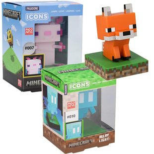 Light MINECRAFT 我 世界游戏台灯夜灯发光狐狸猪猪怪物玩具正版