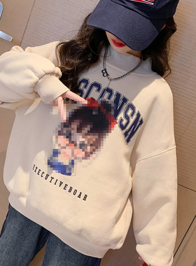 女童加绒卫衣秋冬装2024新款儿童装洋气韩版上衣中大童加厚打底衫