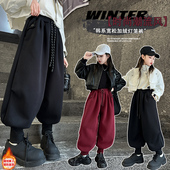 童装 潮 初中生保暖哈伦裤 女童加绒加厚秋冬款 中大童网红休闲灯笼裤