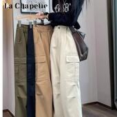 高腰宽松户外运动休闲小个子阔腿裤 美式 女2024春秋新款 裤 直筒工装