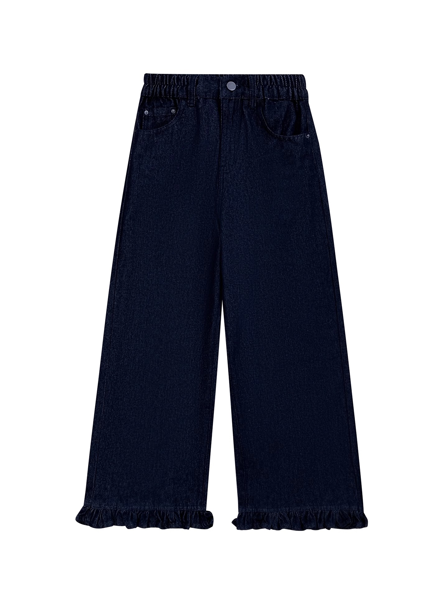 Women's Autumn and Winter Fleece-Lined Plus-Size Jeans with Ruffled Edges, Suitable for Pear-Shaped Figures, Slimming, Petite, Straight-Leg Wide-Leg Pants