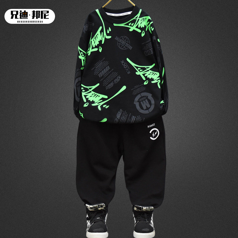 2025新款春秋男童套头卫衣洋气中大童宽松圆领儿童薄款休闲上衣潮