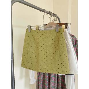 夏季 小清新绿色波点半身裙显瘦短裙高腰百搭防走光a字包臀裙