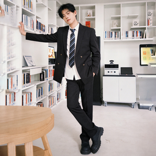 森岛町原创dk西裤日系学生休闲长裤垂感直筒黑色男女款制服西装裤