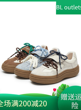 天美意复古厚底德训鞋运动鞋女系带休闲鞋2025春新款KG066AM5