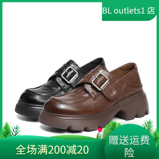 F2M1 国内专柜正品 牛皮厚底复古女单鞋 百丽JK乐福鞋 F2M1D 2026春款