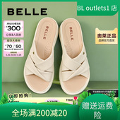 2024夏款 百丽沙滩鞋 羊皮厚底外穿女凉拖鞋 国内专柜正品 A9T1 A9T1D