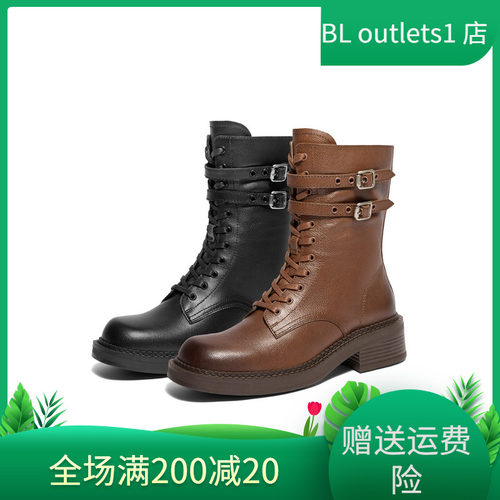 百丽Belle百丽平行雨宙英伦马丁靴新款加绒女靴子短靴3KW60DZ4