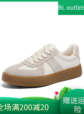 百丽男鞋休闲小白鞋男鞋2024秋新复古运动德训鞋撞色板鞋A1703CM4