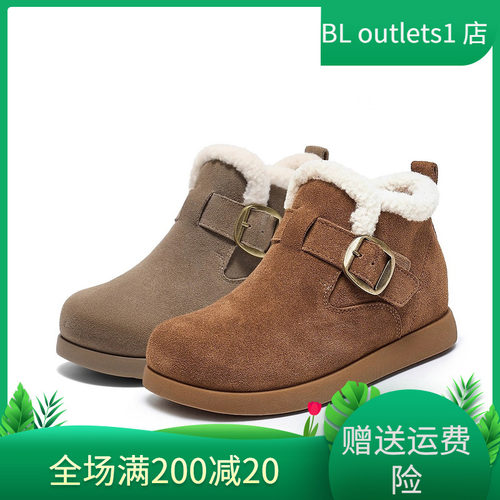 百丽高帮毛毛勃肯鞋厚底保暖女鞋