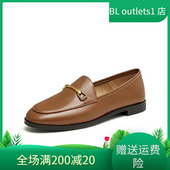 百思图2024秋季 A0911CA4 舒适软底女单鞋 新款 超软羊皮商务乐福鞋