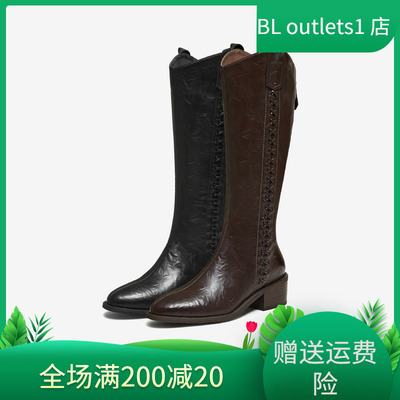 TATA他她长靴美拉德时装靴西部骑士靴长筒靴黑色高跟靴子UWL01DG5