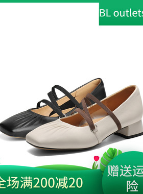 百丽Belle女鞋子法式玛丽珍鞋2025春季浅口粗高跟晚晚鞋B2418AQ5