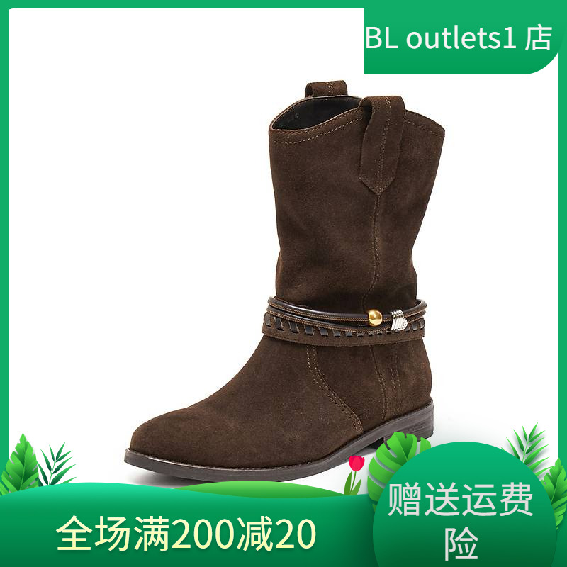 于文文同款思加图流浪牧歌2025秋冬穿搭西部牛仔短靴EIL04DS5B
