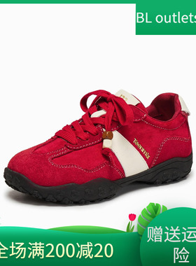 天美意25秋新款复古厚底红色阿甘德训鞋运动鞋女休闲鞋KG143DM5