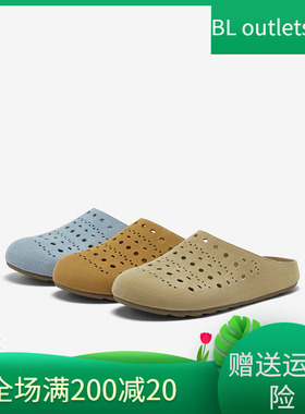 百思图2025夏季新款真皮懒人勃肯拖鞋洞洞鞋女包头拖鞋D3076BH5