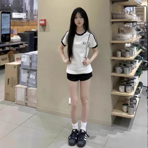 夏季修身显瘦女学生短袖T恤套装
