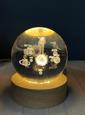 水晶球小夜灯送女生毕业儿童发光