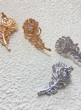 Plume凤尾叶羽毛耳拍 女18K金闪耀高碳钻树叶纯银耳饰高级感轻奢