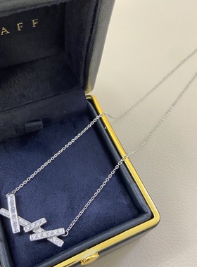 高级感时尚百搭通勤不规则镶钻项链满钻石方糖项链女锁骨链轻奢