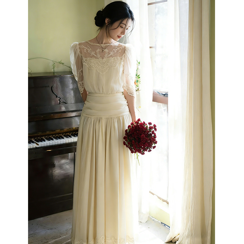 法式复古仙女风蕾丝出门纱女气质显瘦长裙新娘结婚订婚宴会礼服裙,女装/女士精品,礼服/晚装,淘宝优惠券,粉丝福利购,淘宝优惠卷