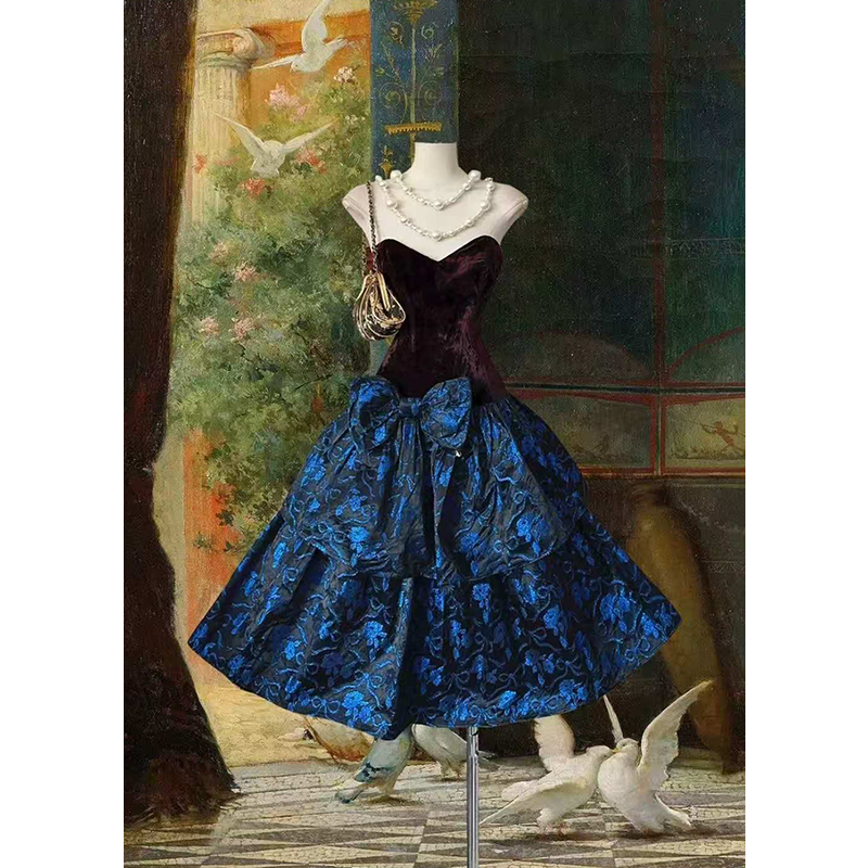 古着Vintage抹胸晚礼服小个子