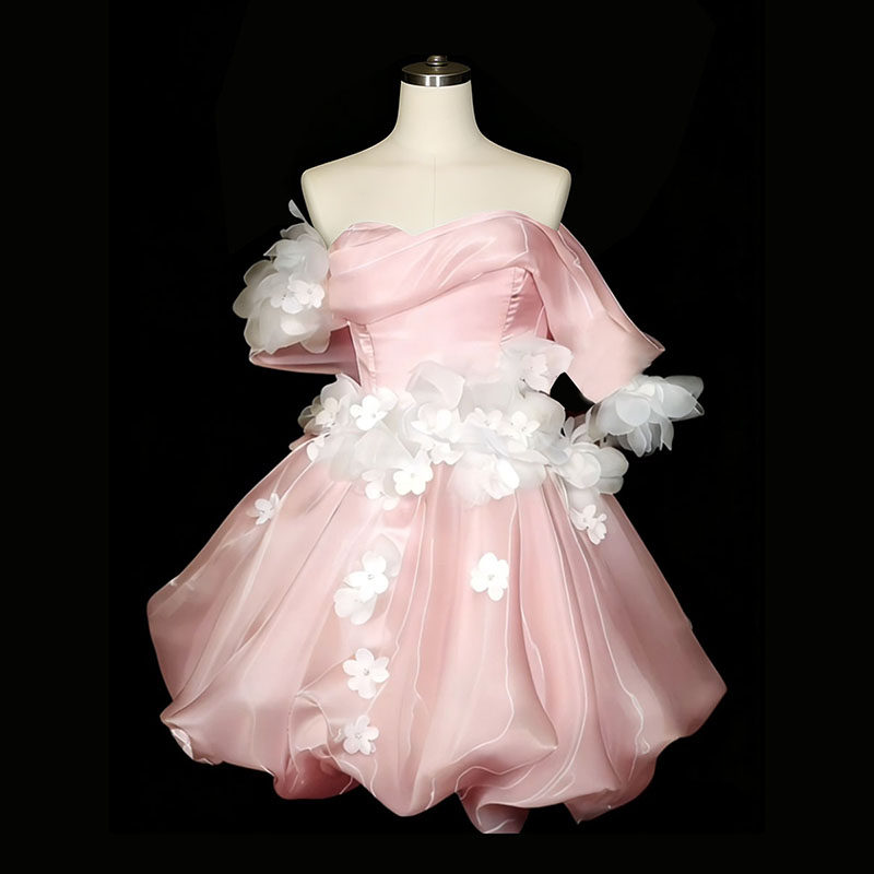 法式仙女风立体花朵修身礼服裙