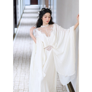 法式 蕾丝高级感出门纱小众气质新娘结婚礼服裙 复古温柔风晨袍长袖