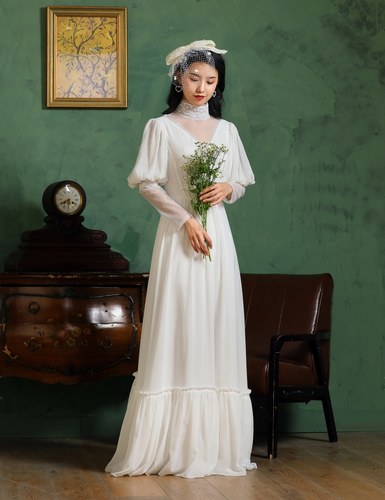 80年代复古轻婚纱迎宾纱