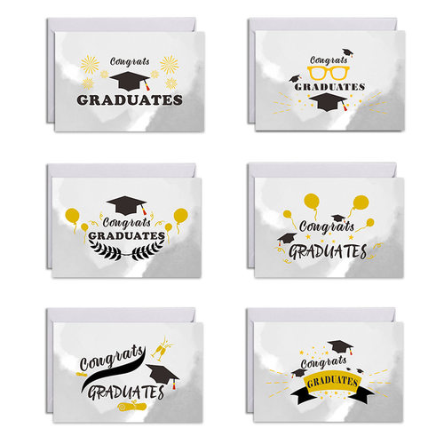 CONGRATS GRADUATES庆祝毕业小卡片小贺卡+信封+贴纸 DX164